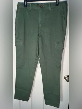 Women’s Lands End Midrise Slim Leg Cargo Chino Pants Green Size 14